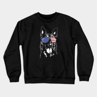 Proud Belgian Malinois American Flag patriotic K9 dog Crewneck Sweatshirt